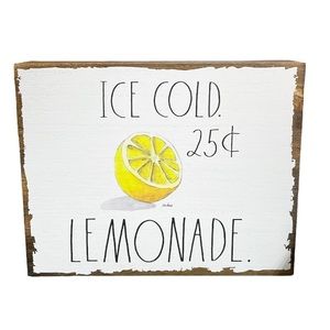 NEW Rae Dunn 🍋🍋🍋 ICE COLD LEMONADE Wooden Sign 🍋🍋🍋
